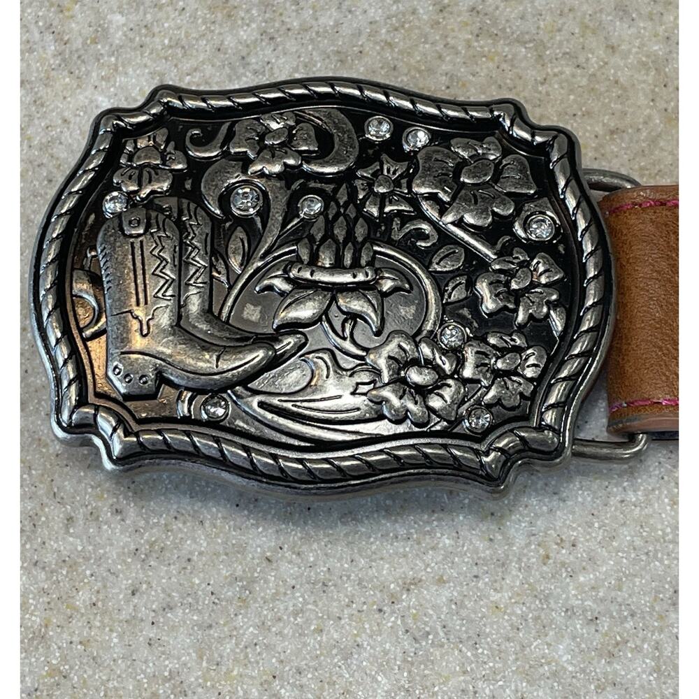 CATCHFLY Women’s Pastel Shimmer Hearts & Boots Belt Size Medium -Western Wear - Picture 2 of 10